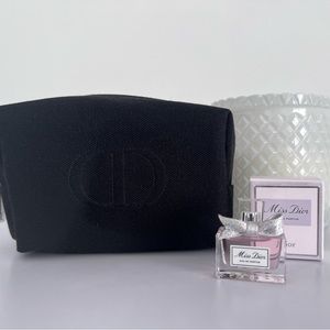 Miss Dior EDP Perfume & Black Canvas Cosmetic Pouch